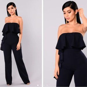 Cruel Existence Ruffle Jumpsuit - Navy